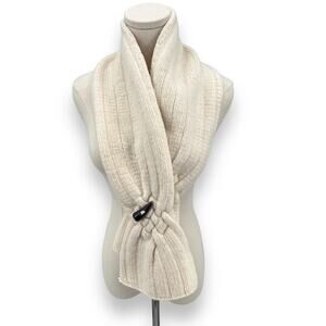 Burberry Cashmere & Wool Elegant Cream Knit Scarf